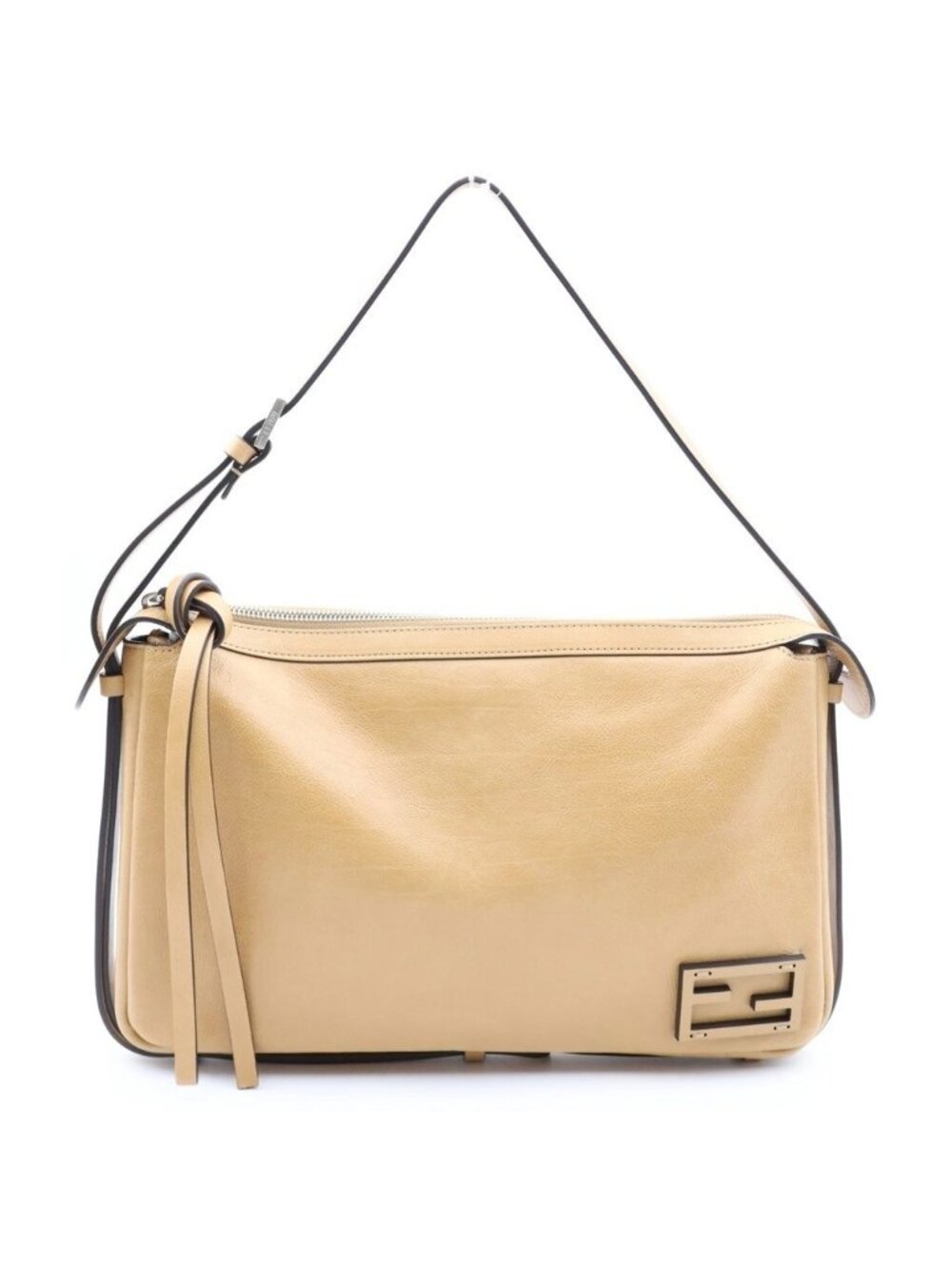 Fendi Simply Shoulder Bag FF Logo Leather Light Brown